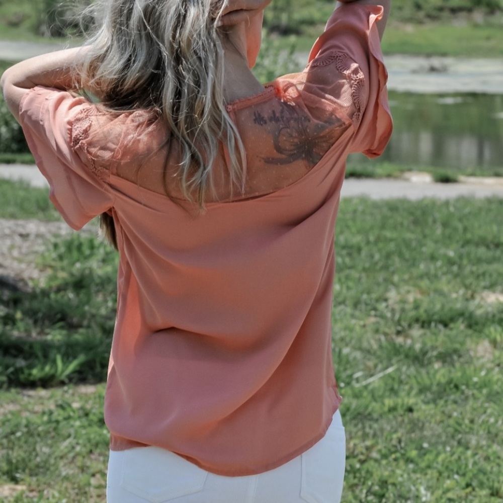 Ruffled Lace Yoke Blouse - Picture 4 of 9